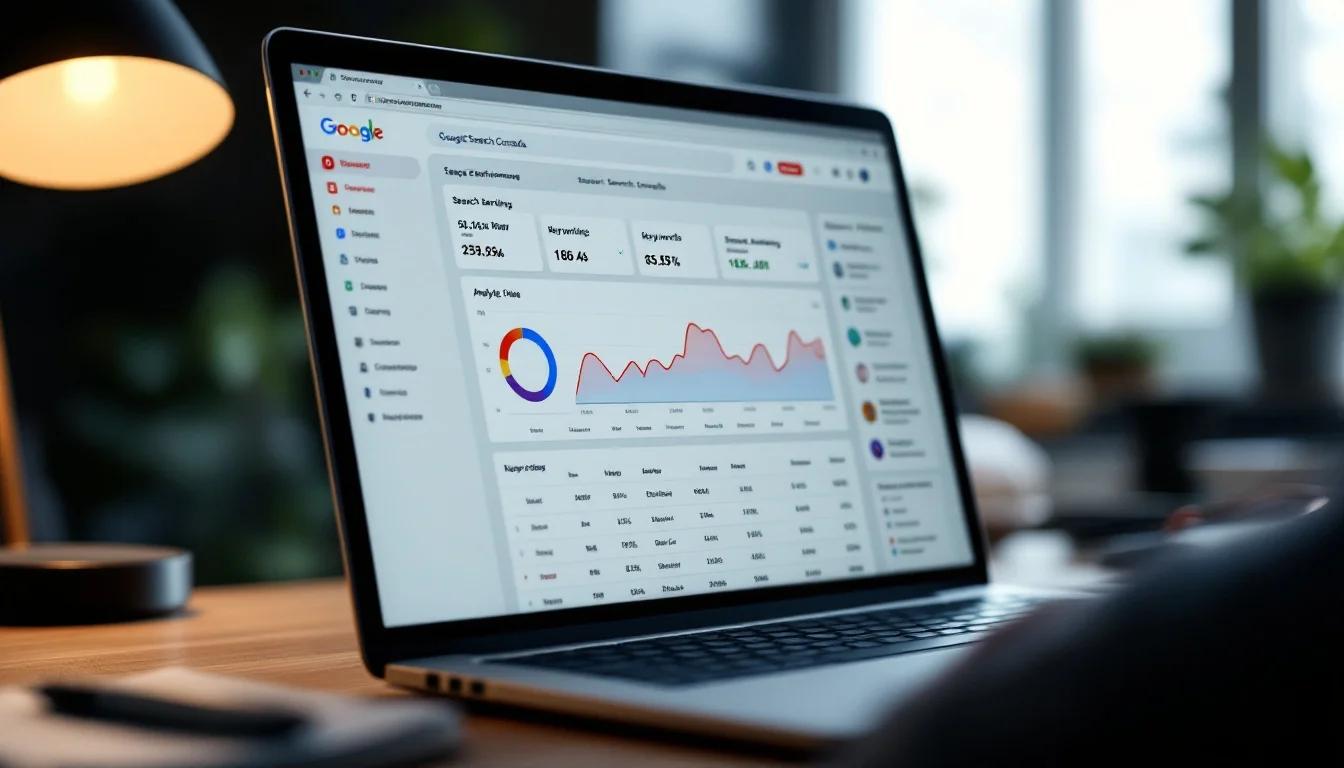 מסך של Google Search Console מציג דירוגים וביצועי חיפוש של אתר