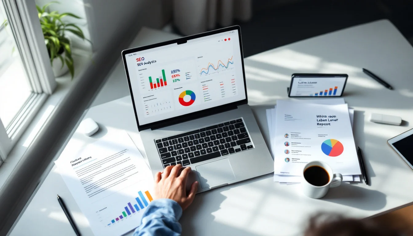 מסך דוחות white label SEO בסוכנות דיגיטל מודרנית